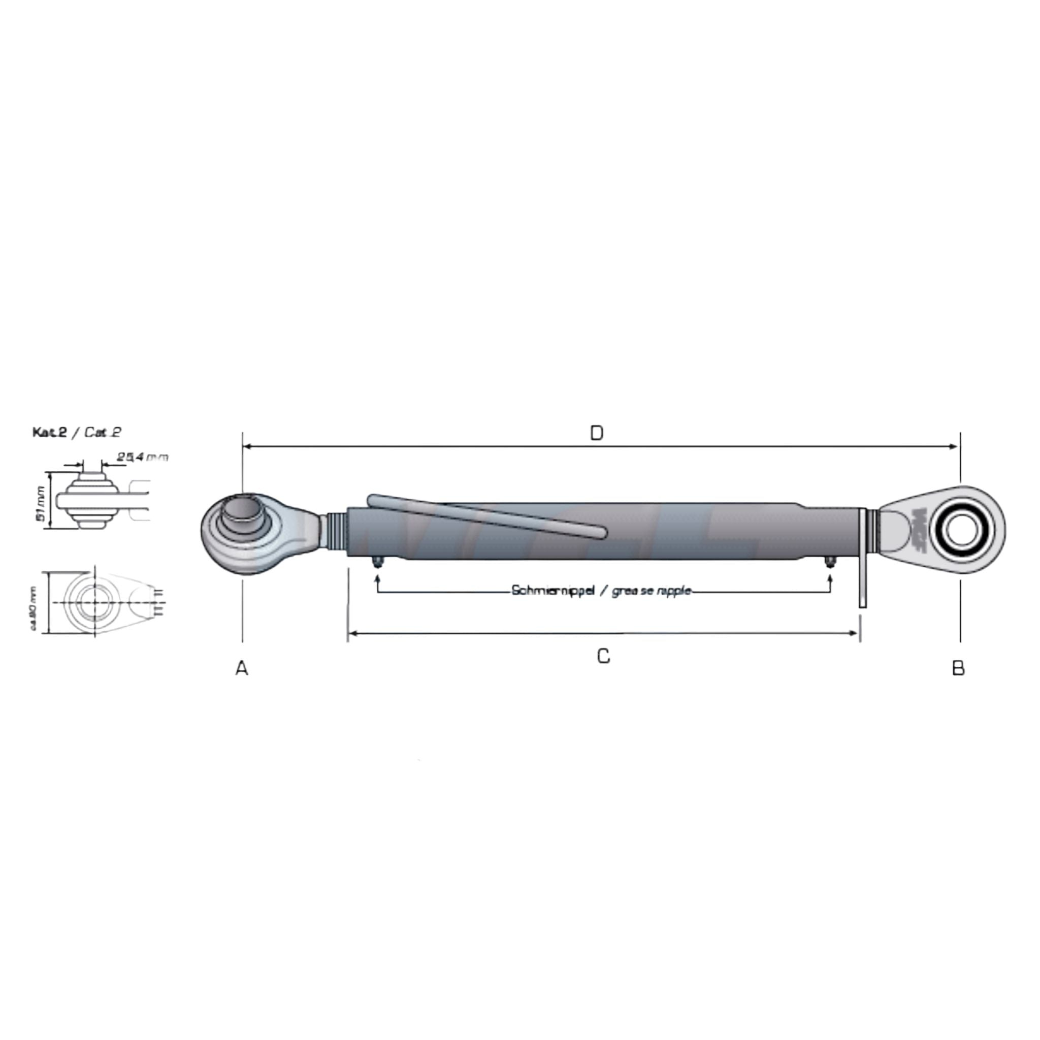 Oberlenker Kat 2-2 (24 To.) M30x3,5 / 460-690mm