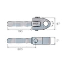Gabelgelenkkopf Kat 3 mit Spindel Links-gew. M40x3mm für Hydraulik- Oberlenker