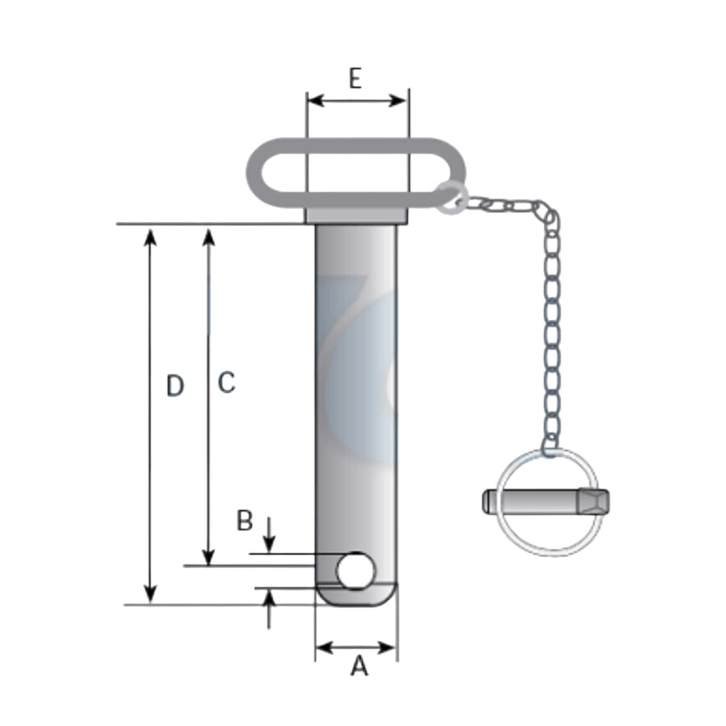 Oberlenker Sicherungsbolzen Kat 2  105mm mit Kette und Griff
