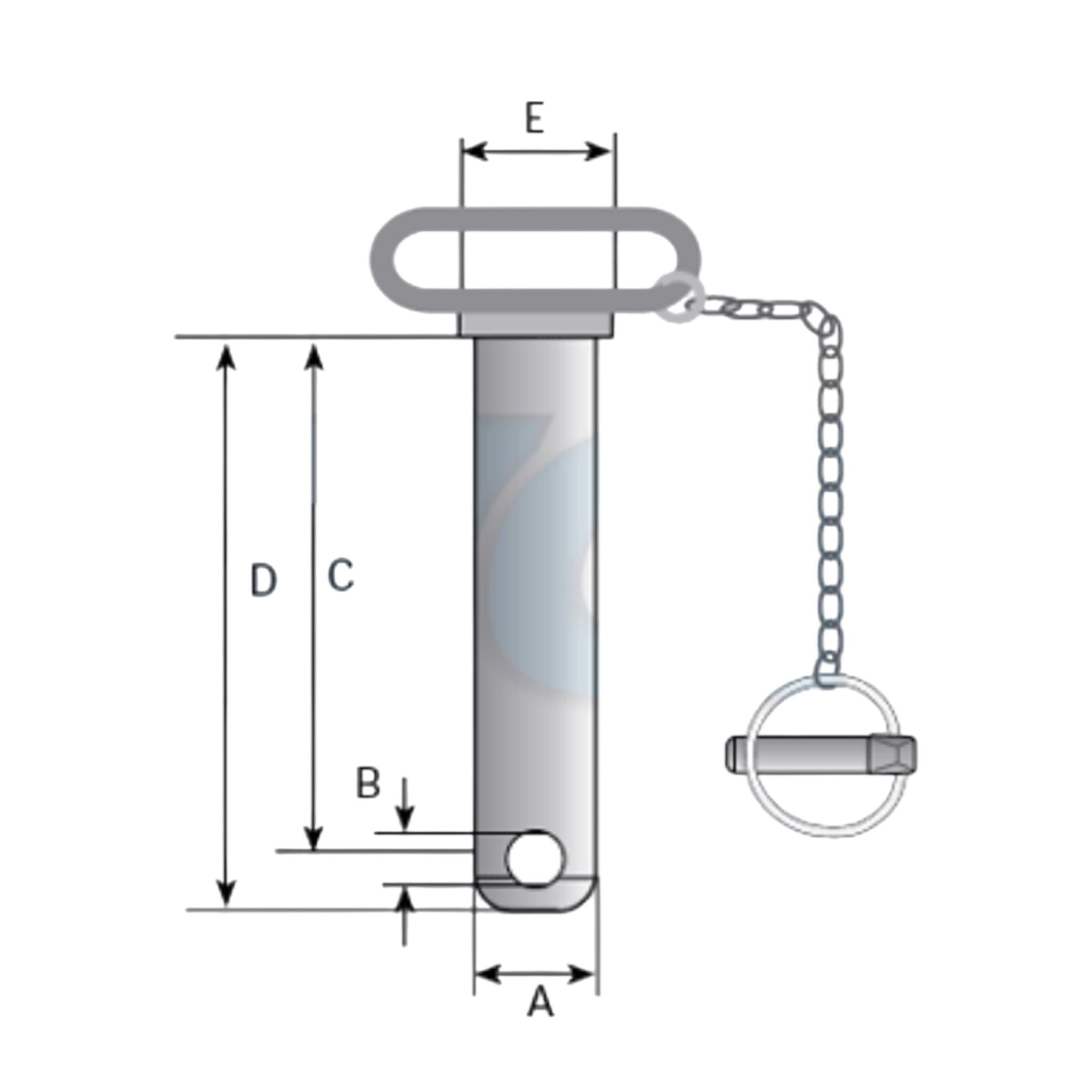 Oberlenker Sicherungsbolzen Kat 2  105mm mit Kette und Griff
