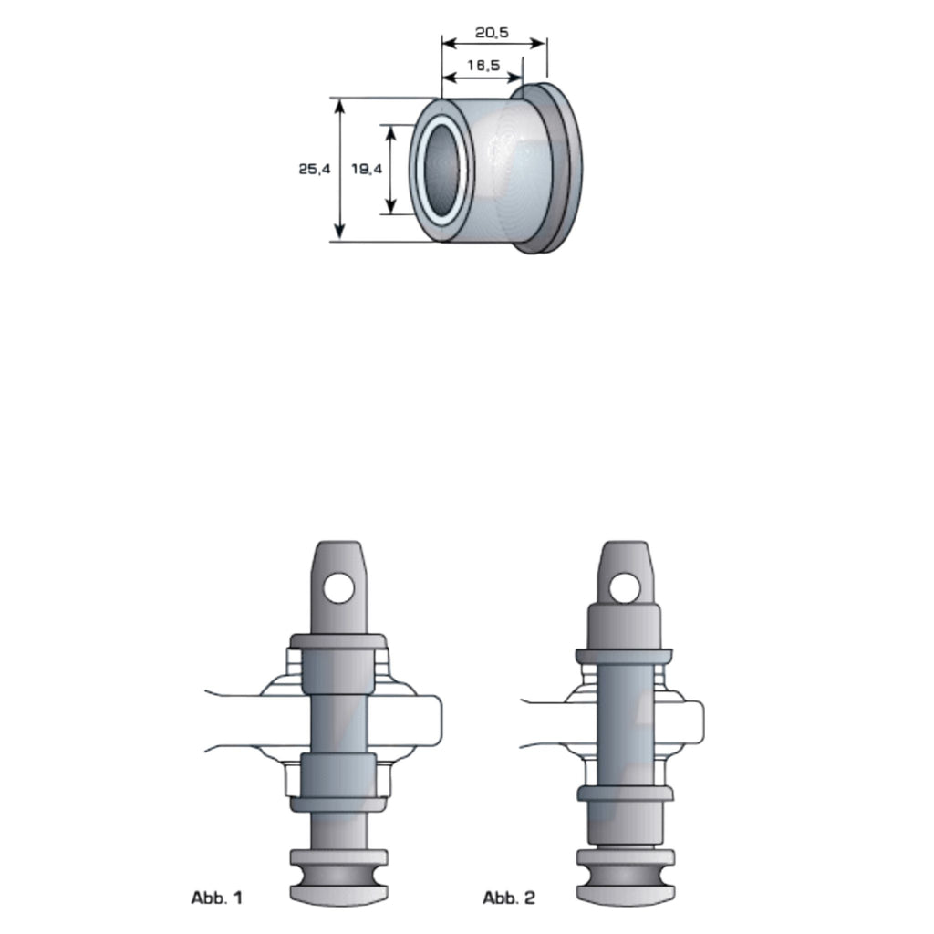 Oberlenker Reduzierhülse Reduzierbuchse Kat 1-2 / 25,4mm auf 19,4mm
