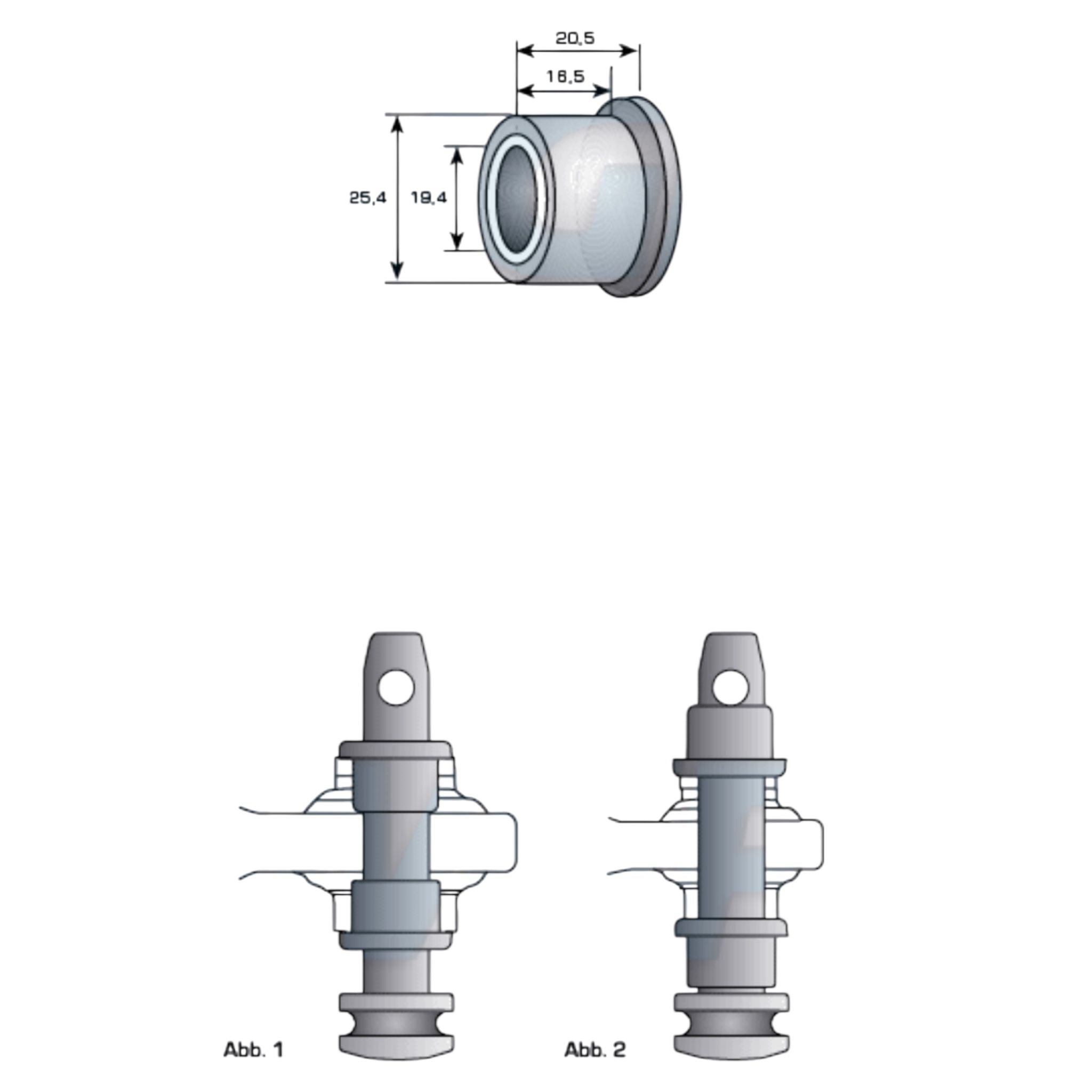 Oberlenker Reduzierhülse Reduzierbuchse Kat 1-2 / 25,4mm auf 19,4mm