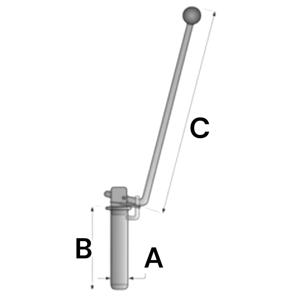 Anhängersicherungsbolzen Kippgriff 350mm gerade Ø 31mm