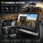 Profi HD Rückfahrkamera System 10 Zoll Splitscreen Touchscreen 130° Infrarot Kamera Kabelgebunden für Traktor & Baumaschinen