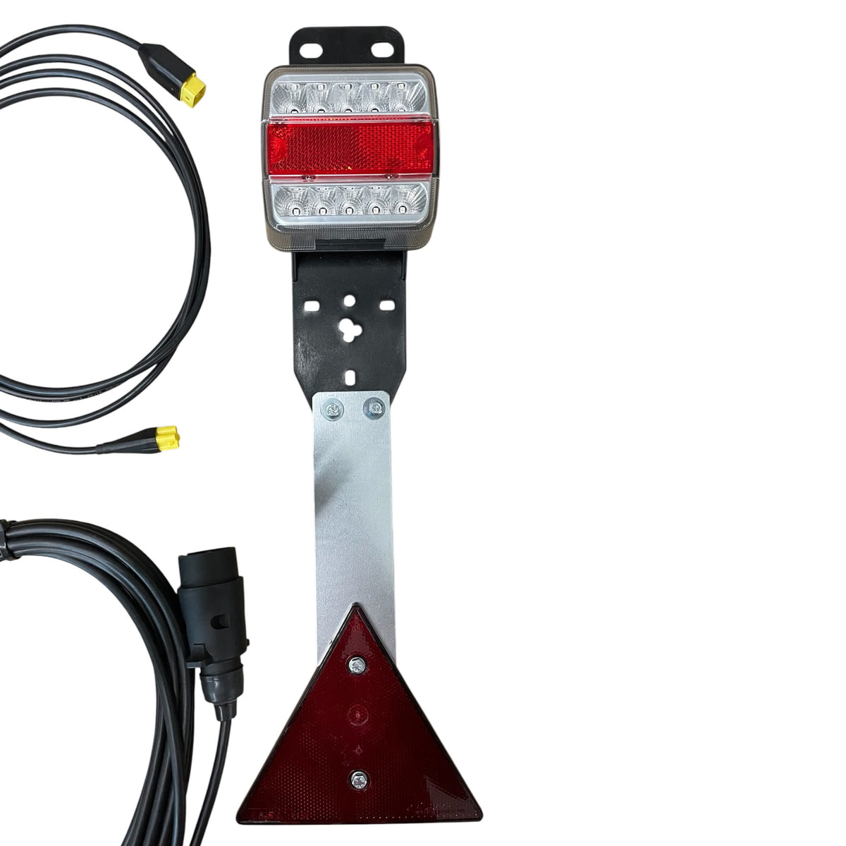 Dreifunktions-Kabelleuchte LED ohne Steckdose, mit Kennzeichenhalter, 2x LED-Kammerleuchte, 2x Dreieckreflektoren an Pendelhaltern, Hauptkabel 7,5m, Zwischenkabel 2,2m