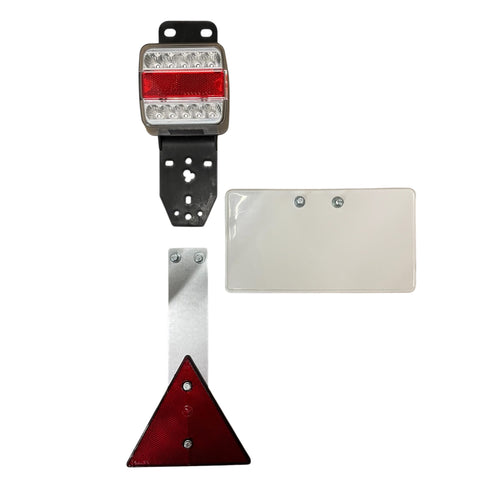 Dreifunktions-Kabelleuchte LED ohne Steckdose, mit Kennzeichenhalter, 2x LED-Kammerleuchte, 2x Dreieckreflektoren an Pendelhaltern, Hauptkabel 7,5m, Zwischenkabel 2,2m