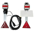 Dreifunktions-Kabelleuchte LED mit Steckdose, mit Kennzeichenhalter, 2x LED-Kammerleuchte, 2x Dreieckreflektoren an Pendelhaltern, Hauptkabel 7,5m, Zwischenkabel 2,2m