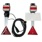 Dreifunktions-Kabelleuchte LED mit Steckdose, mit Kennzeichenhalter, 2x LED-Kammerleuchte, 2x Dreieckreflektoren an Pendelhaltern, Hauptkabel 7,5m, Zwischenkabel 2,2m
