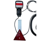 Dreifunktions-Kabelleuchte LED mit Schlagschutzgehäuse, mit Steckdose, mit Kennzeichenhalter, 2x LED-Kammerleuchte, 2x Dreieckreflektoren an Pendelhaltern, Hauptkabel 7,5m, Zwischenkabel 2,2m