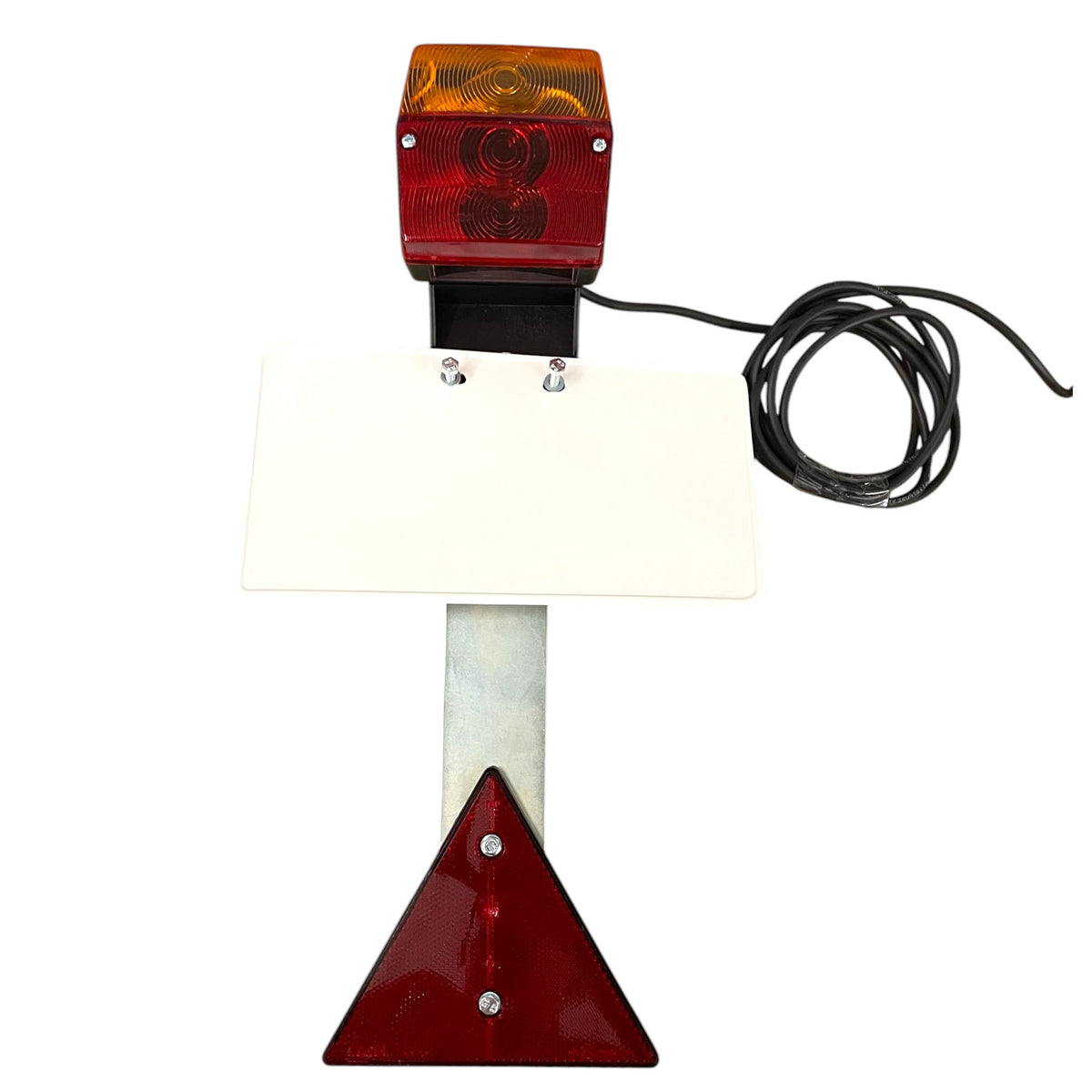 Dreifunktions-Kabelleuchte ohne Steckdose, mit Kennzeichenhalter, 2x Dreifunktionsleuchte (3-Kammer), 2x Dreieckreflektoren an Pendelhaltern, Hauptkabel 7,5m, Zwischenkabel 2,2m