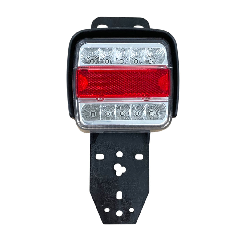 Dreifunktions-Kabelleuchte LED mit Schlagschutzgehäuse, mit Kennzeichenhalter, 2x LED-Kammerleuchte, 2x Dreieckreflektoren an Pendelhaltern, Hauptkabel 7,5m, Zwischenkabel 2,2m