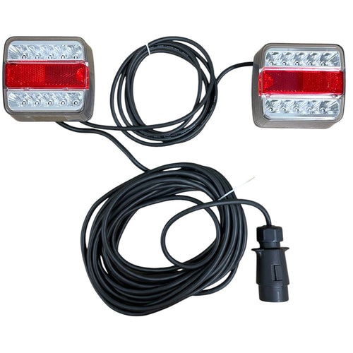 Dreifunktions-Kabelleuchte LED mit Magnethalterung, komplett verkabelt mit 7-poligem Stecker, Hauptkabel 7,5m, Zwischenkabel 2,2m