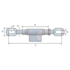 Spannschloß für Unterlenker verzinkt M22x2,5mm